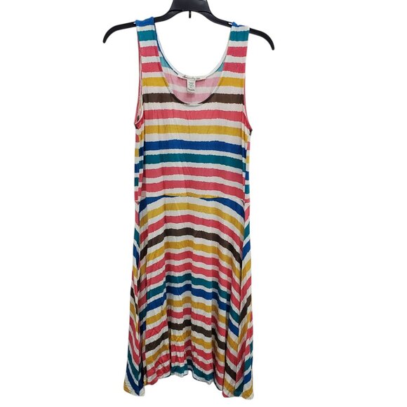 American Rag Cie Junior's Rainbow Stripe Scoop‎ Neck Sleeveless Sun Dress Sz XL - Picture 1 of 4